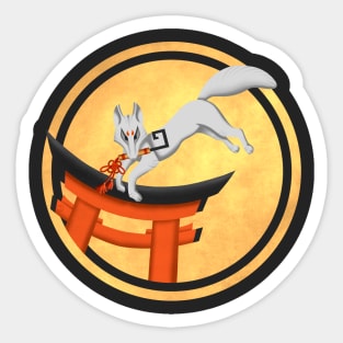 Golden Mirror Inari Shrine Kitsune Sticker